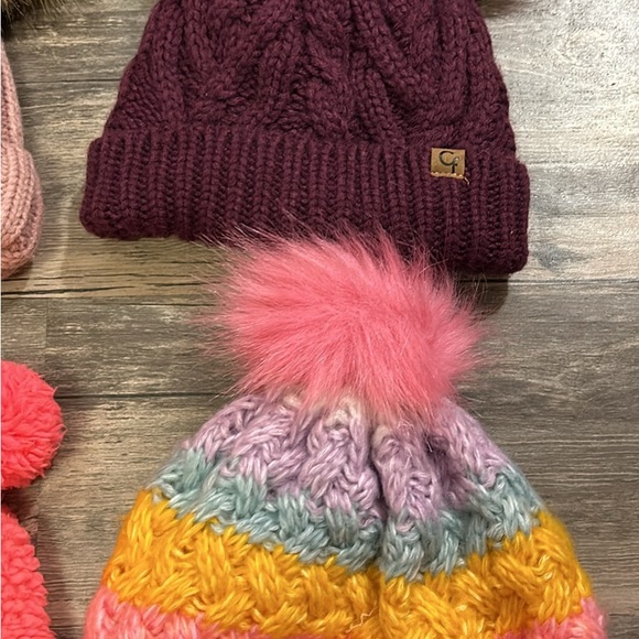 Girls Pom beanie hats bundle - Picture 3 of 3